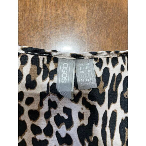 ASOS Leopard Print Satin Tank Shorts Pajama Set Leopard Cheetah Animal Print 6 - Picture 6 of 9